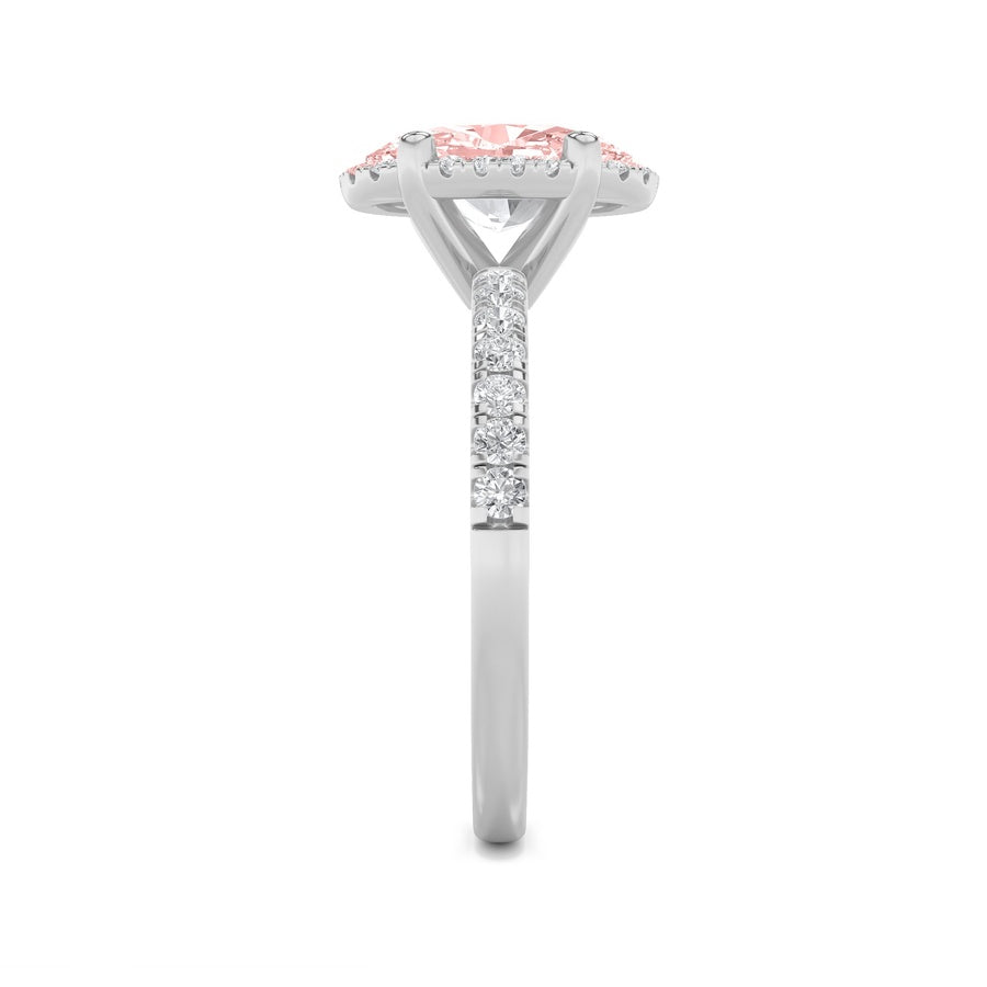 2Cttw Oval Shaped Lab Grown Diamond (F/VS) Halo Accented Engagement Ring in 14K Gold