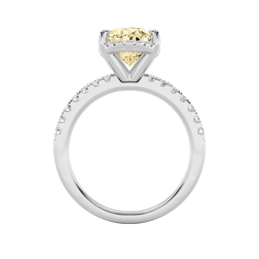 2Cttw Oval Shaped Lab Grown Diamond (F/VS) Halo Accented Engagement Ring in 14K Gold