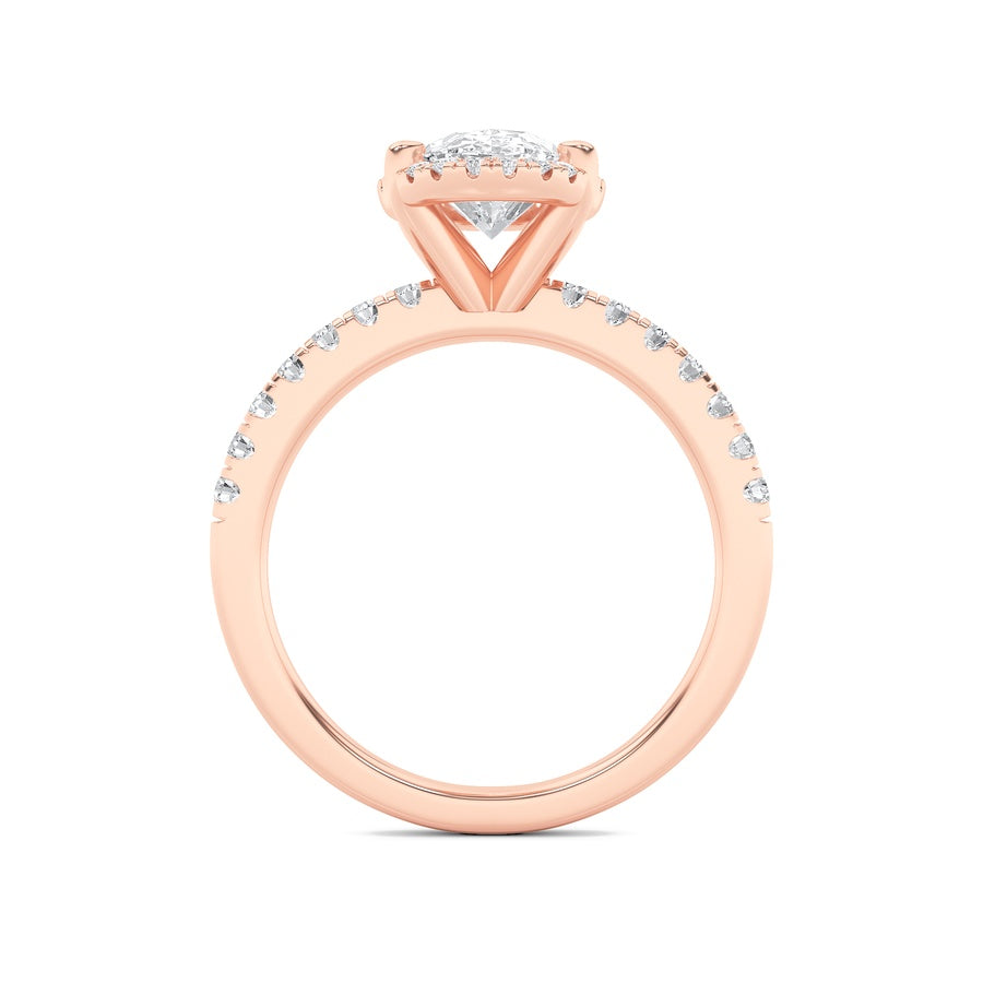2Cttw Oval Shaped Lab Grown Diamond (F/VS) Halo Accented Engagement Ring in 14K Gold