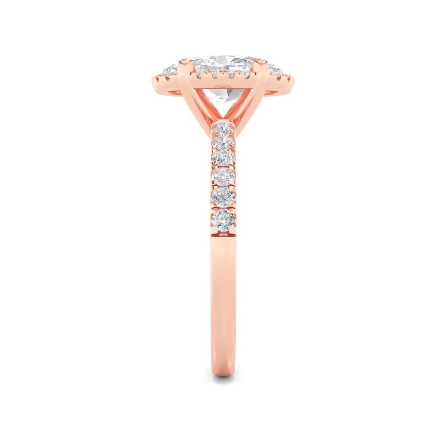 2Cttw Oval Shaped Lab Grown Diamond (F/VS) Halo Accented Engagement Ring in 14K Gold