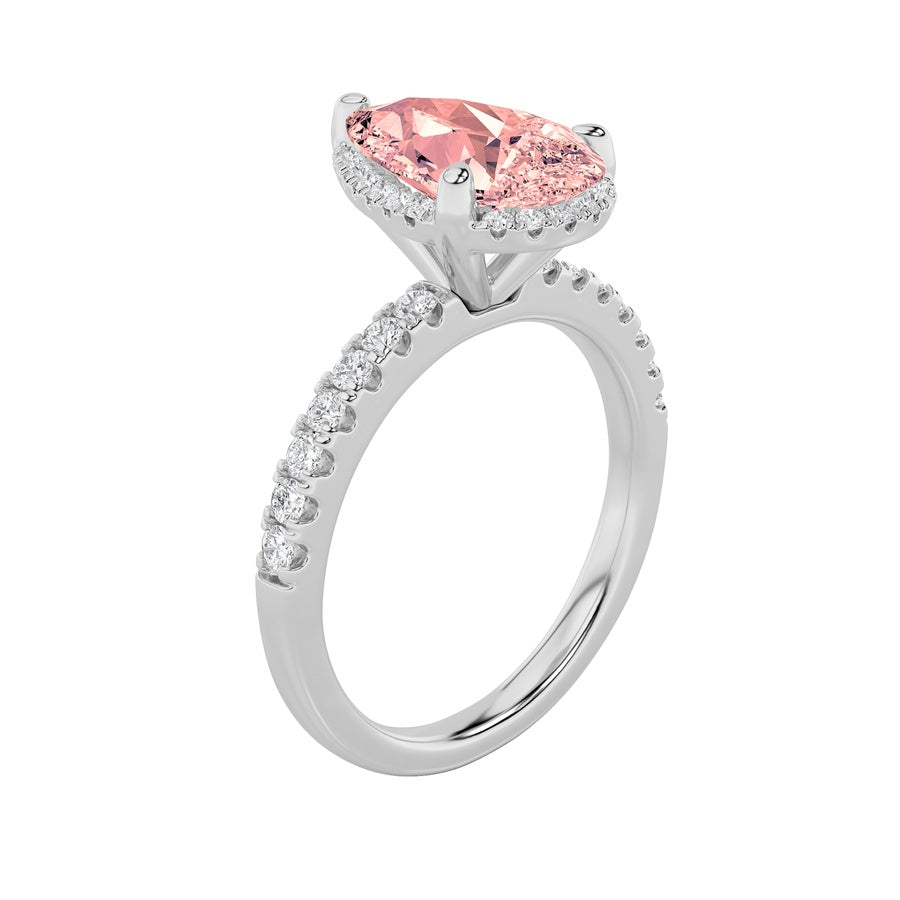 Pear Shape Halo Accented Engagement Ring lab grown diamond