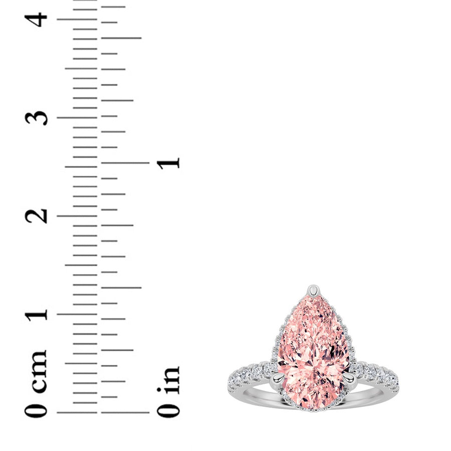 Pear Shape Halo Accented Engagement Ring lab grown diamond