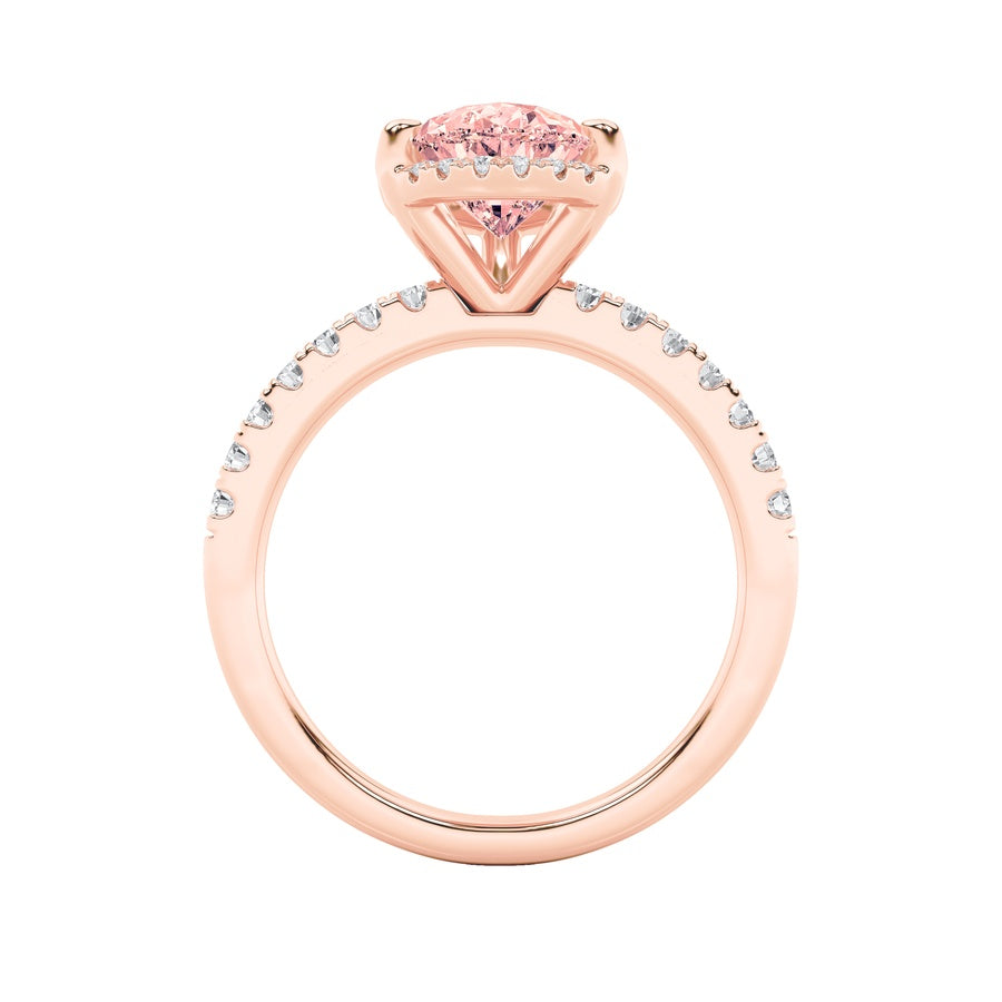 2Cttw Pear Shaped Lab Grown Diamond (F/VS) Halo Accented Engagement Ring in 14K Gold