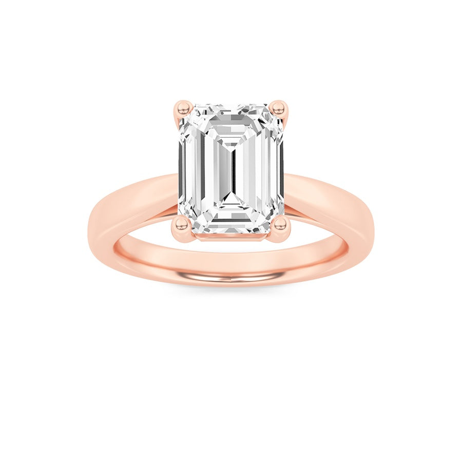 2Cttw Emerald Shaped Lab Grown Diamond (F/VS) Classic Shank Solitaire Engagement Ring in 14K Gold