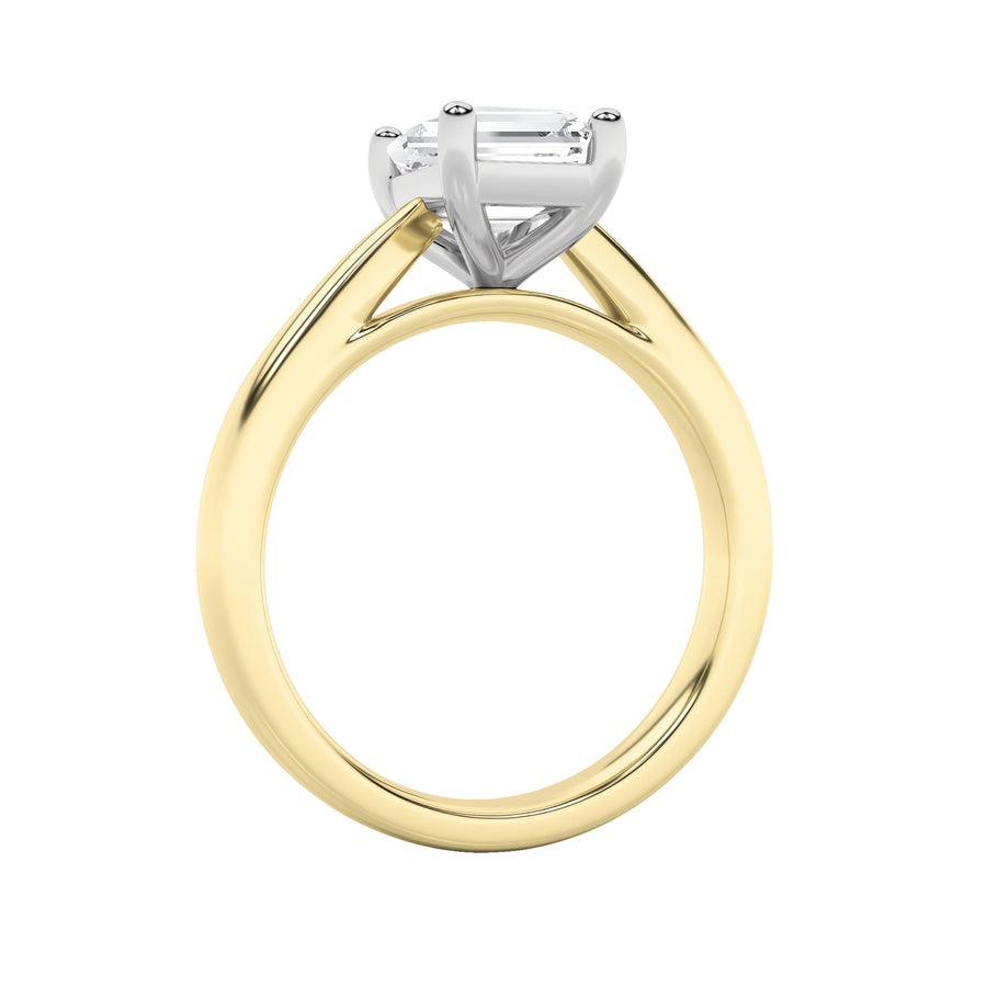2Cttw Emerald Shaped Lab Grown Diamond (F/VS) Classic Shank Solitaire Engagement Ring in 14K Gold