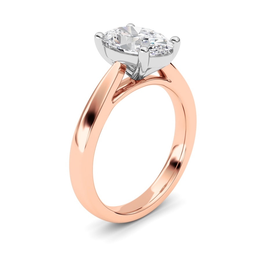 2Cttw Oval Shaped Lab Grown Diamond (F/VS) ClassicShank Solitaire Engagement Ring in 14K Gold