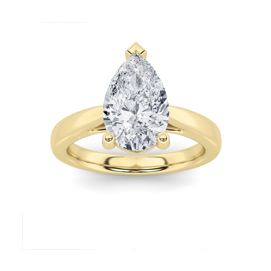 2Cttw Pear Shaped Lab Grown Diamond (F/VS) ClassicShank Solitaire Engagement Ring in 14K Gold
