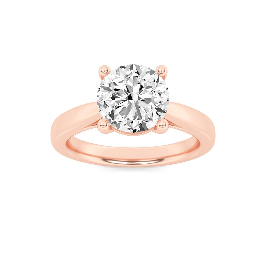 2Cttw Round Shaped Lab Grown Diamond (F/VS) Classic Shank Solitaire Engagement Ring in 14K Gold
