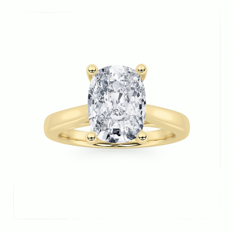 2Cttw Elongated Cushion Shaped Lab Grown Diamond (G/VS) Two Tone Cathedral Shank Engagement Ring in14K Gold