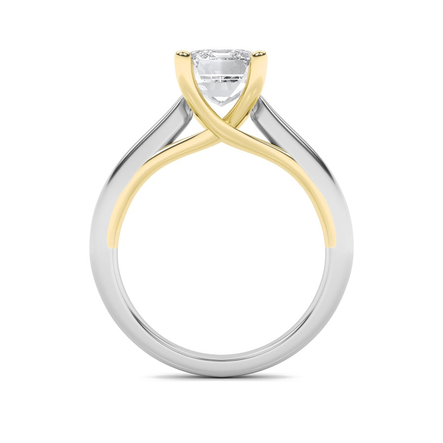 2Cttw Emerald Shaped Lab Grown Diamond (F/VS) Cathedral Shank Engagement Ring in 14K Yellow Gold