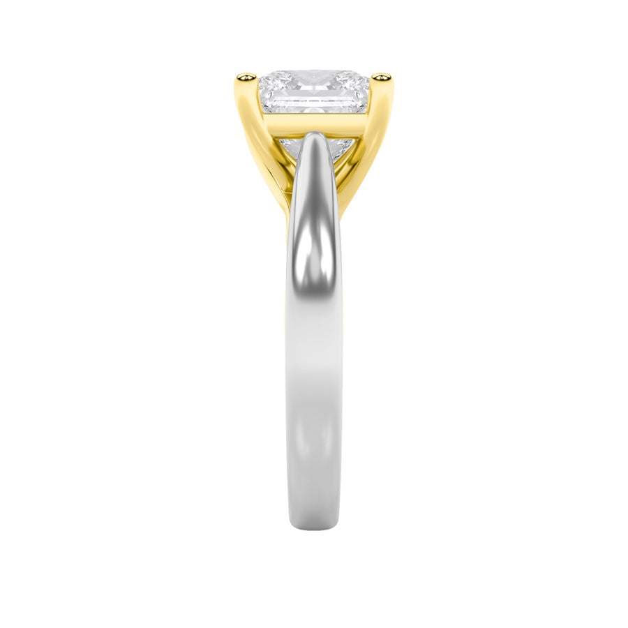 2Cttw Princess Shaped Lab Grown Diamond (G/VS) TwoTone Cathedral Shank Engagement Ring in 14K Gold