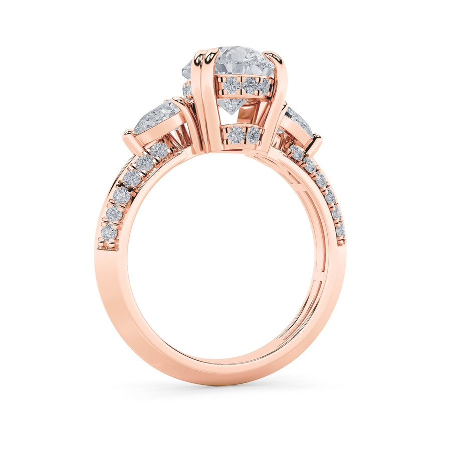 3.5Cttw Pear Shaped Lab Grown Diamond (G/VS) ThreeStone Accented Engagement Ring in 14K Gold