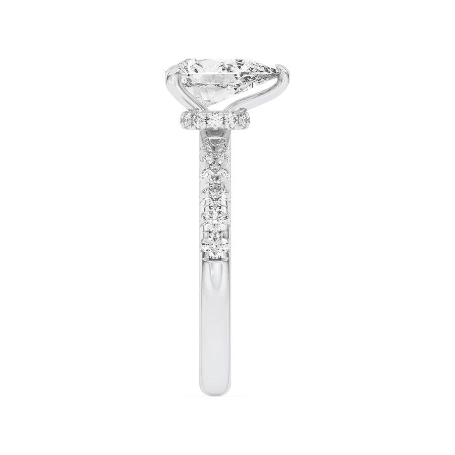 2Cttw Pear Shaped Lab Grown Diamond (F/VS) HiddenHalo Accented Ring in 14K Gold