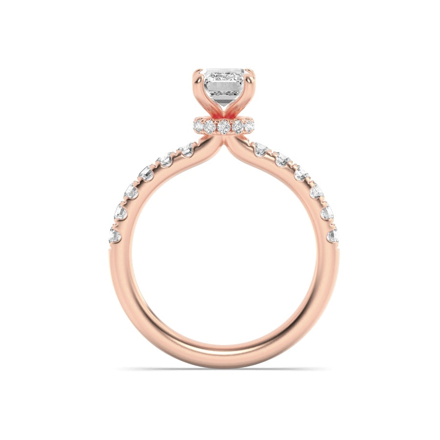 Radiant Shape Hidden Halo Accented Ring lab grown diamond