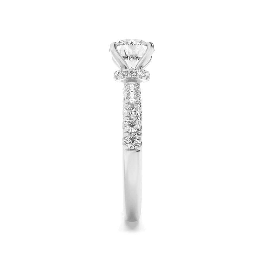 2Cttw Round Shaped Lab Grown Diamond (F/VS) HiddenHalo Accented Ring in 14K Gold