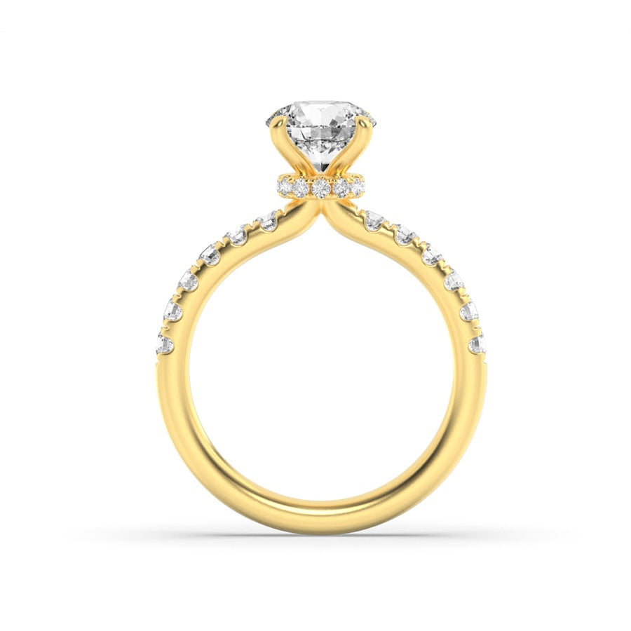 2.5Cttw Round Shaped Lab Grown Diamond (F/VS) Hidden Halo Accented Ring in 14K Gold
