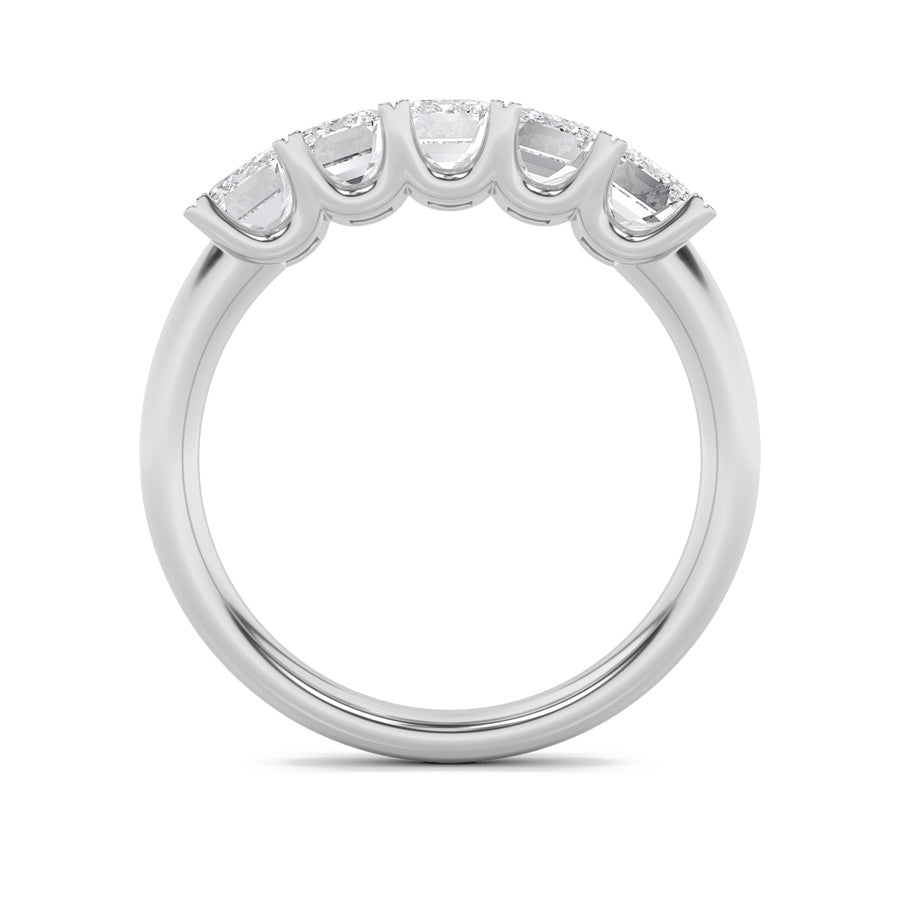 Emerald Shape Five Stone Band Ring lab grown diamond