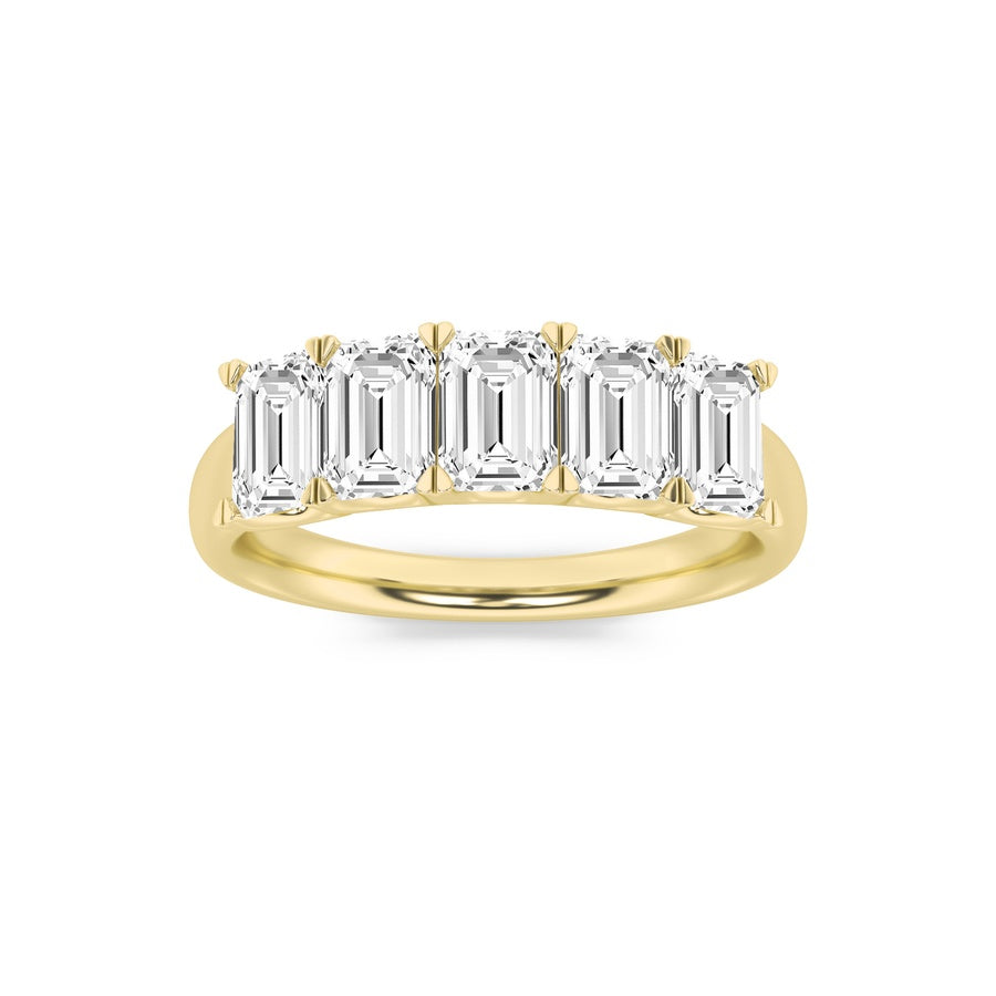 Emerald Shape Five Stone Band Ring lab grown diamond