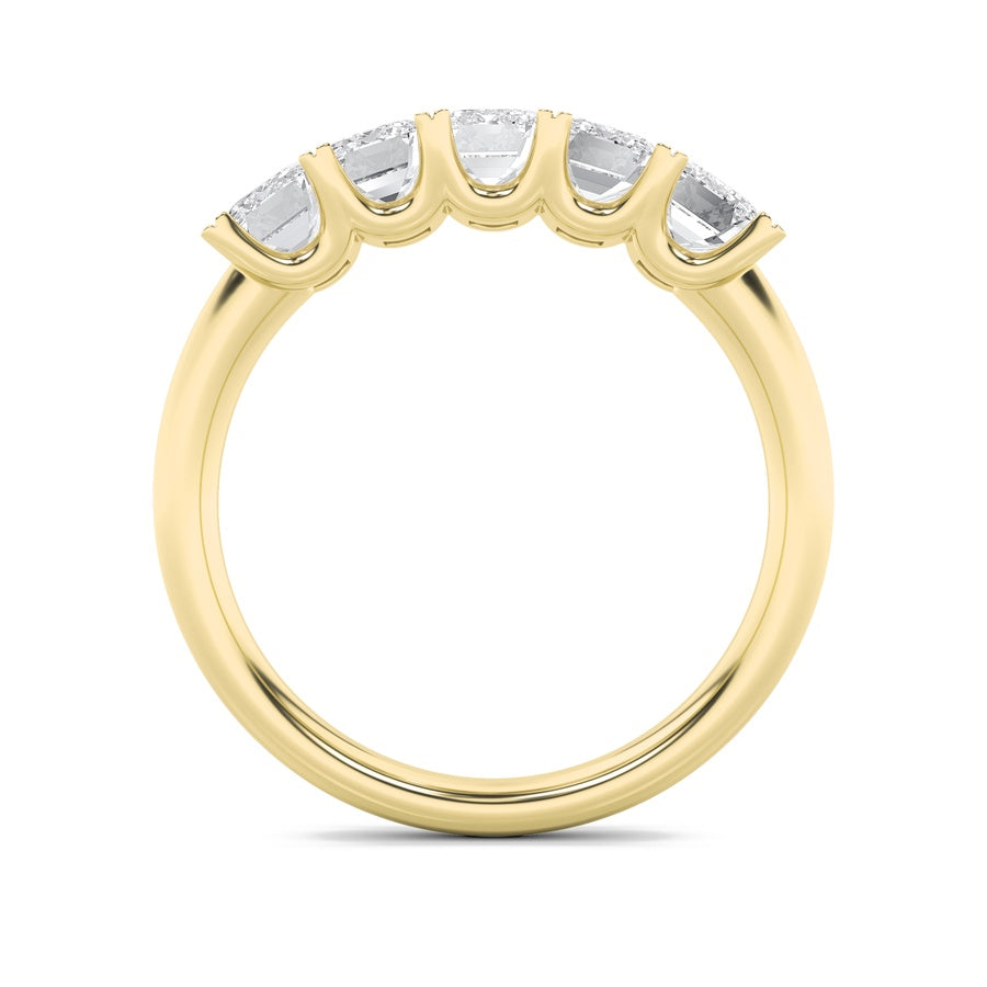 Emerald Shape Five Stone Band Ring lab grown diamond