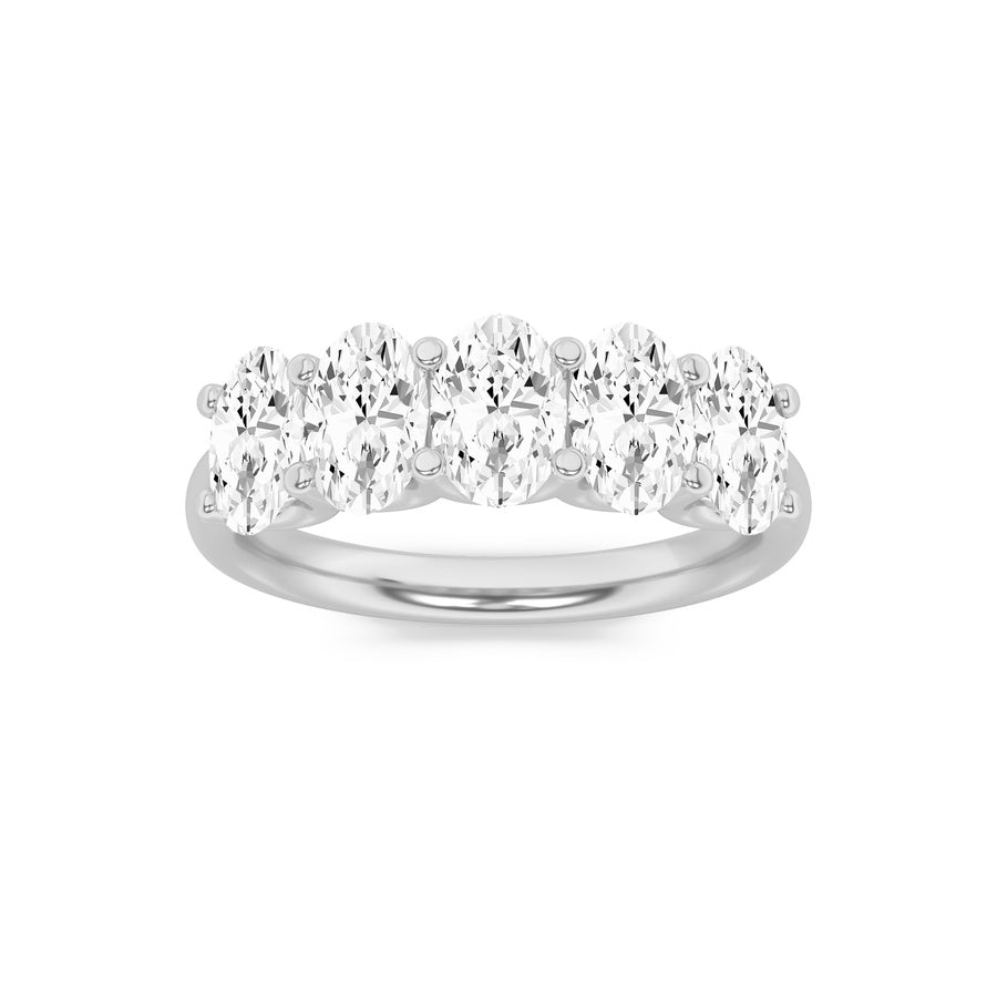 Oval Shape Five Stone Band Ring lab grown diamond