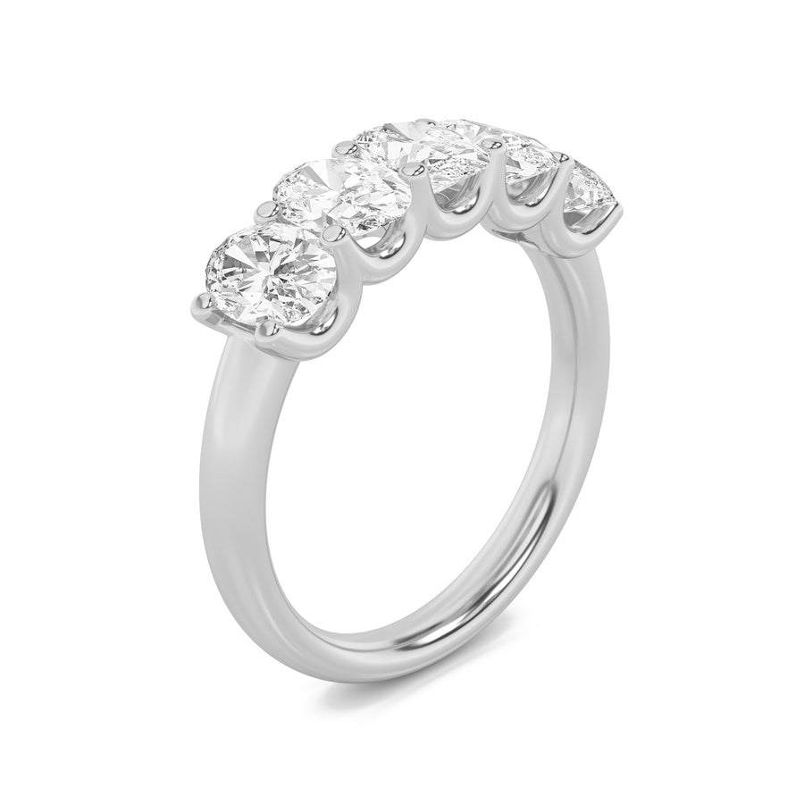 Oval Shape Five Stone Band Ring lab grown diamond