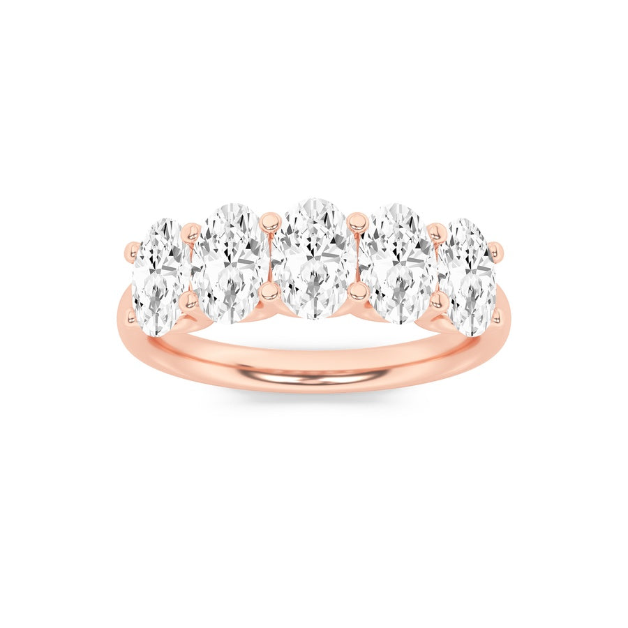 Oval Shape Five Stone Band Ring lab grown diamond