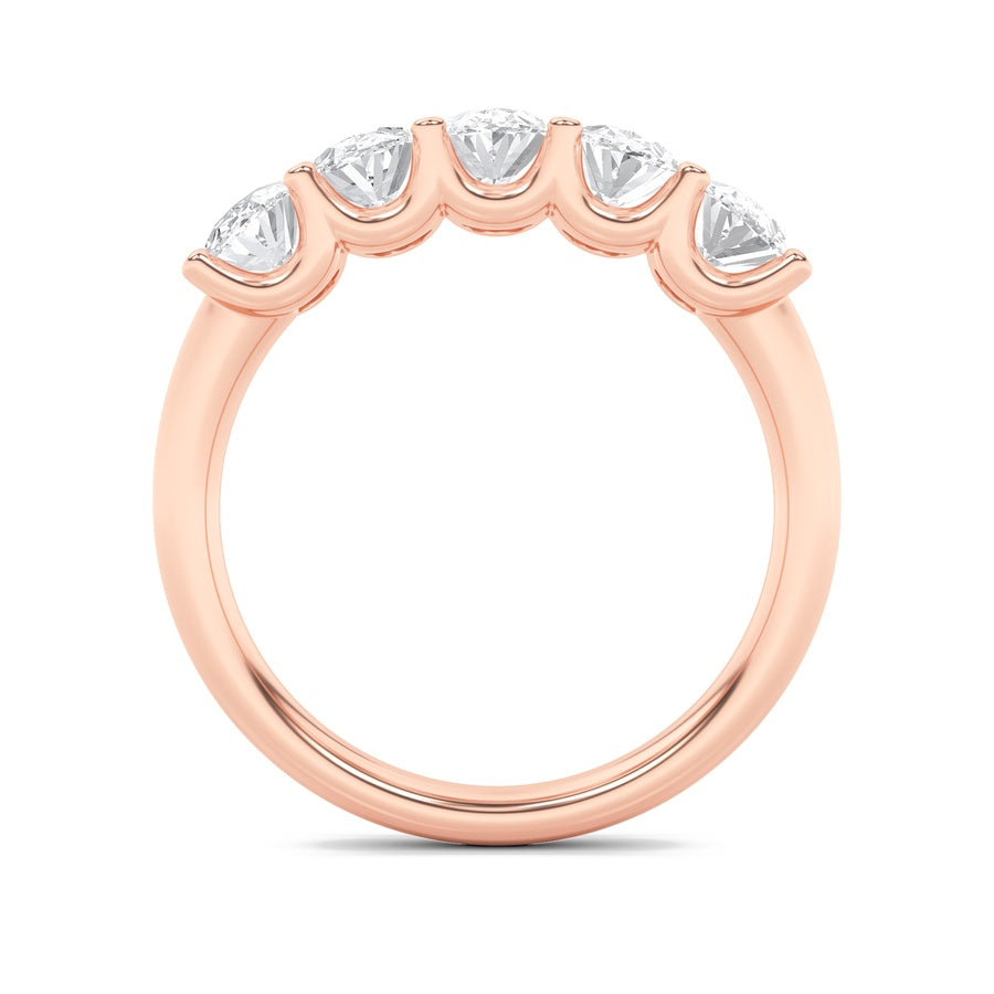 Oval Shape Five Stone Band Ring lab grown diamond