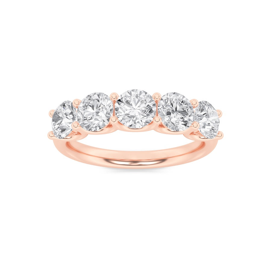 Round Shape Five Stone Band Ring lab grown diamond