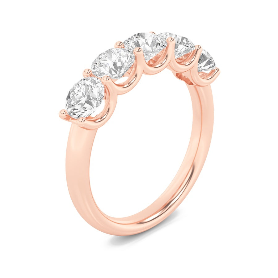 Round Shape Five Stone Band Ring lab grown diamond