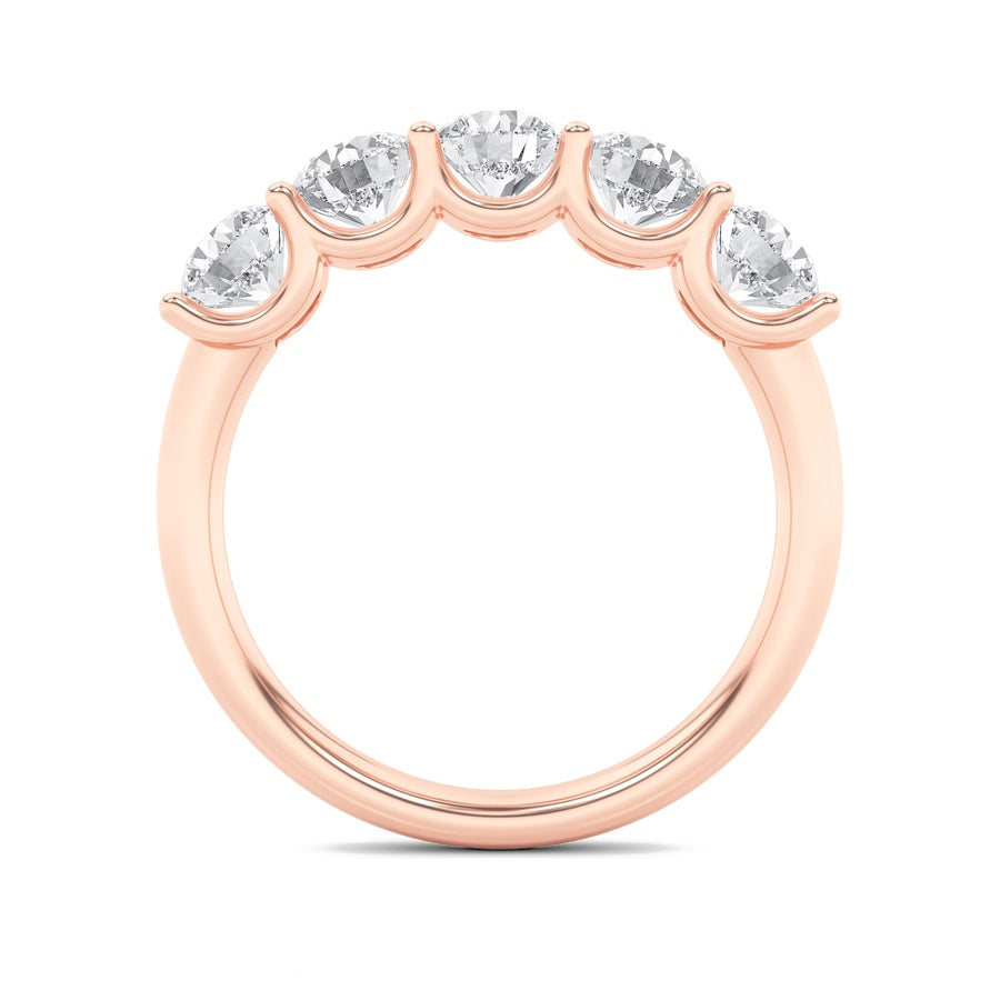 Round Shape Five Stone Band Ring lab grown diamond