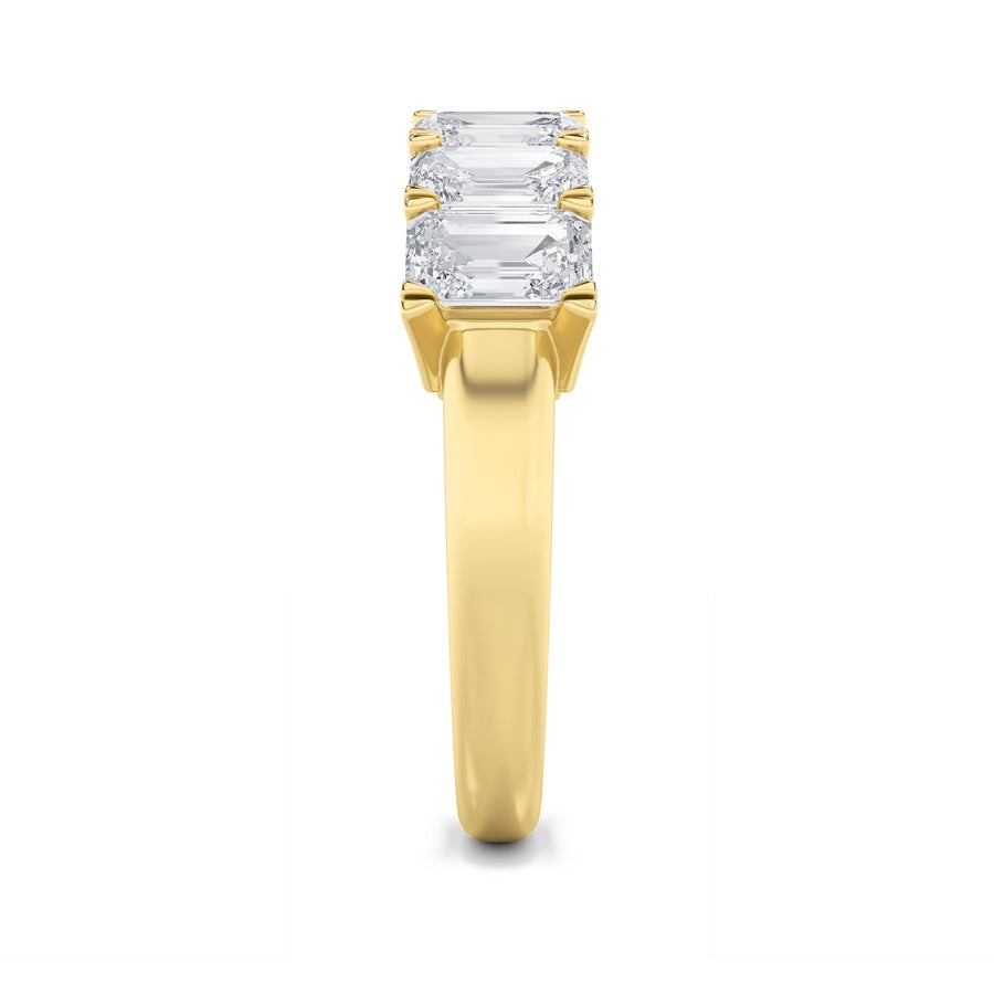 3Cttw Emerald Shaped Lab Grown Diamond (F/VS) Seven Stone Band Ring in 14K Gold