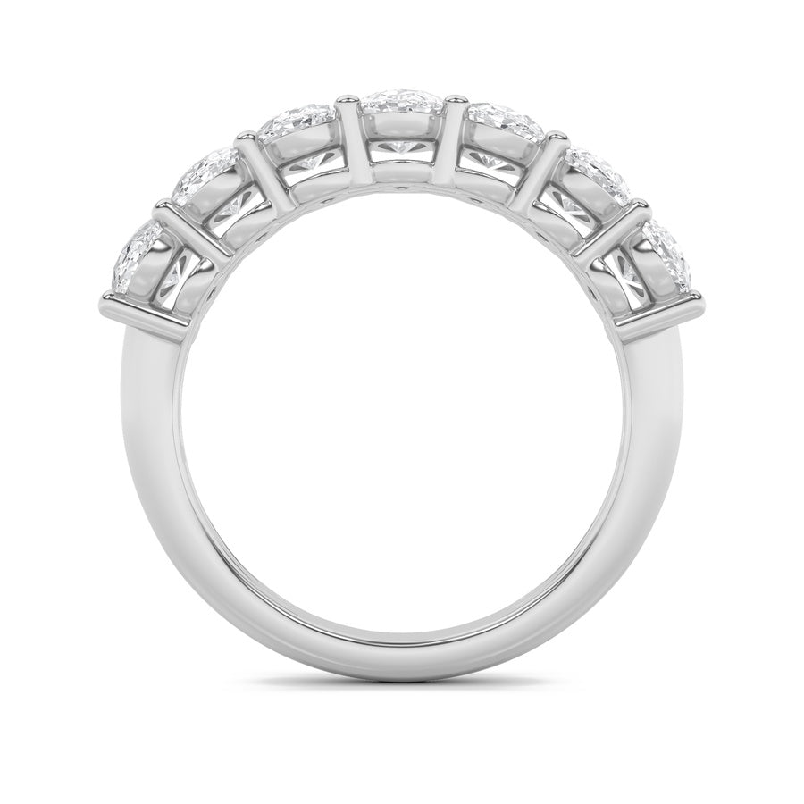 3Cttw Oval Shaped Lab Grown Diamond (F/VS) Seven Stone Band Ring in 14K Gold