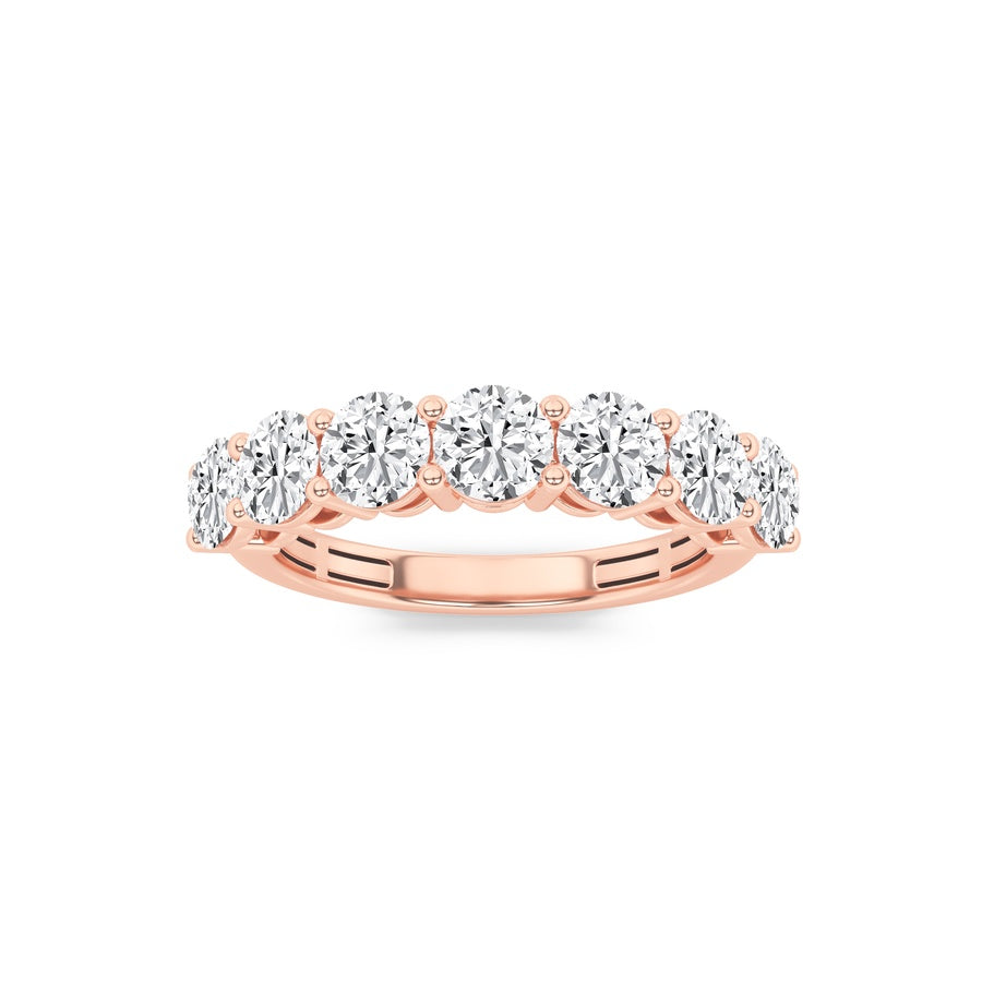 Round Shape Seven Stone Band Ring lab grown diamond
