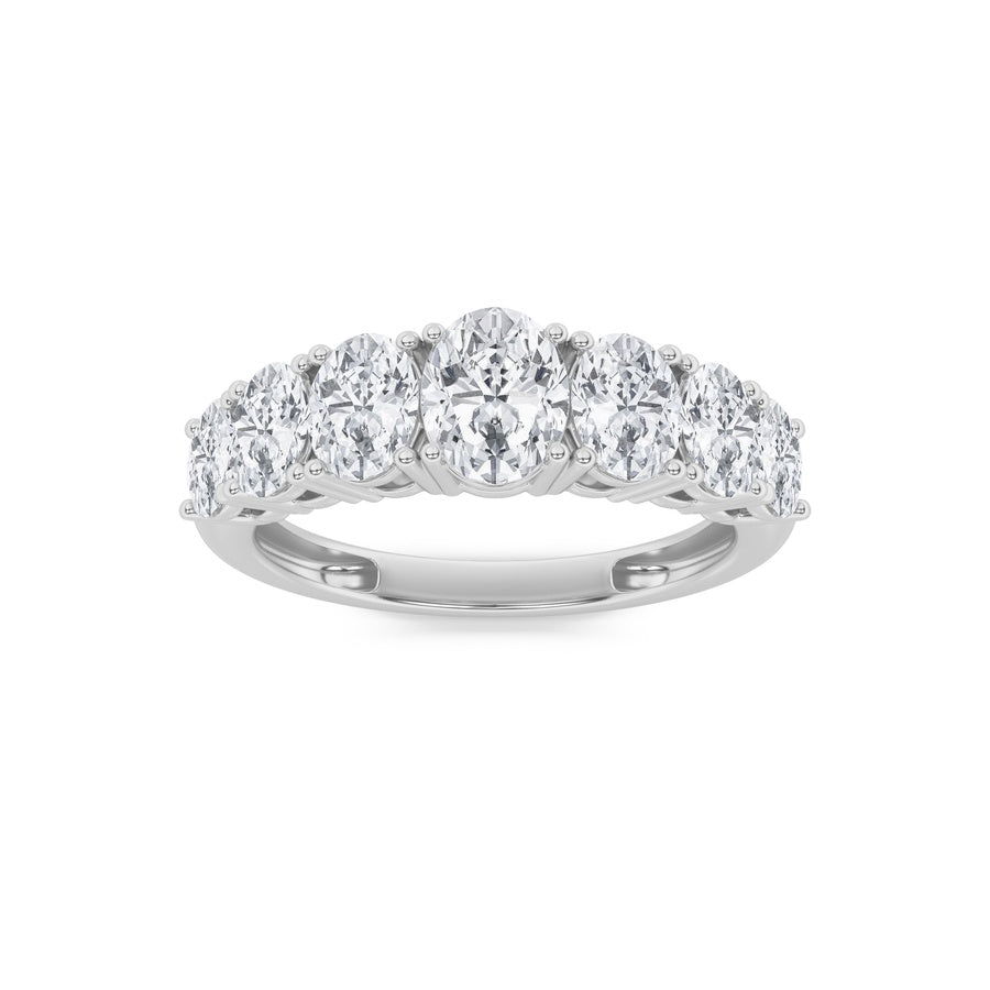 2Cttw Oval Shaped Lab Grown Diamond (F/VS) Seven Stone Band Ring in 14K Gold