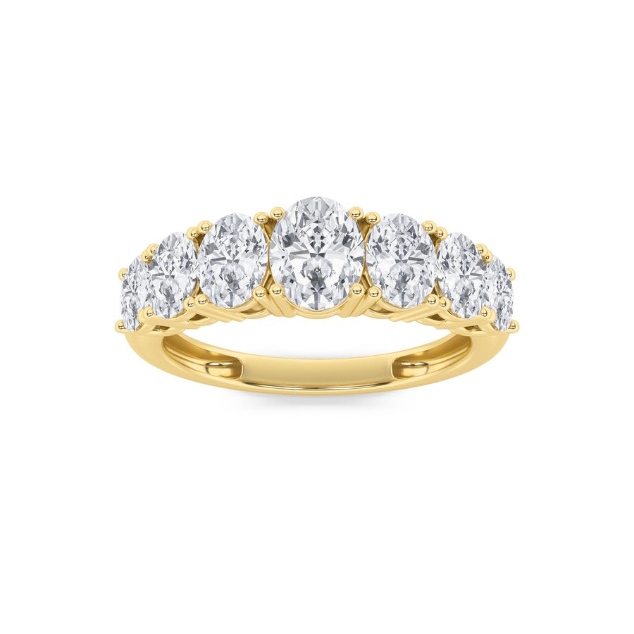 2Cttw Oval Shaped Lab Grown Diamond (F/VS) Seven Stone Band Ring in 14K Gold