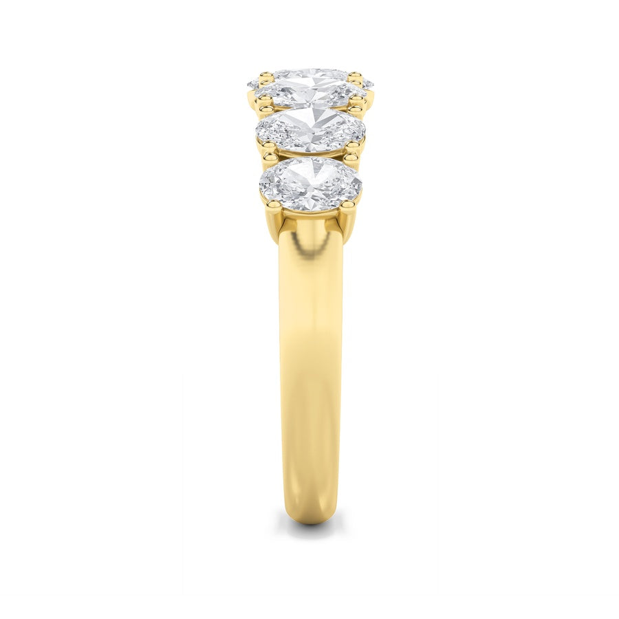 2Cttw Oval Shaped Lab Grown Diamond (F/VS) Seven Stone Band Ring in 14K Gold