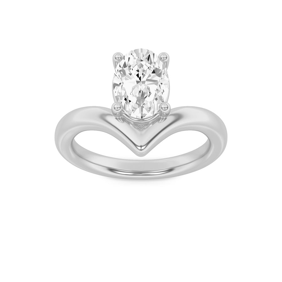 Oval Shape Chevron Solitaire Engagement Ring lab grown diamond