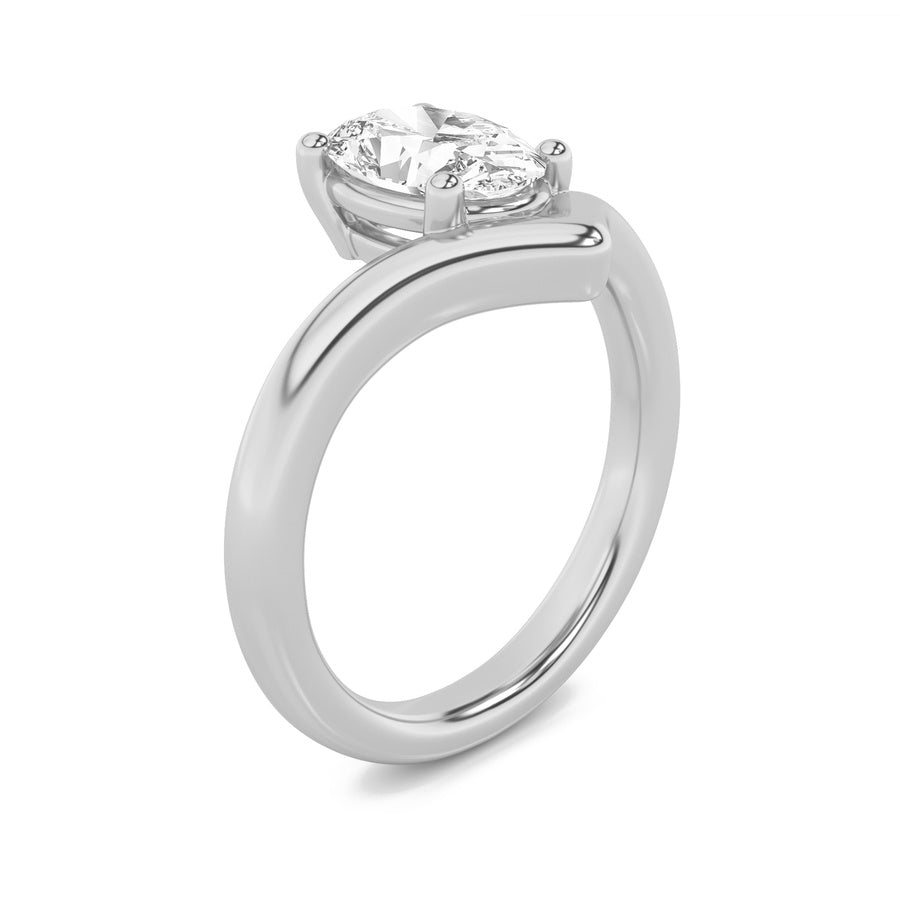 Oval Shape Chevron Solitaire Engagement Ring lab grown diamond