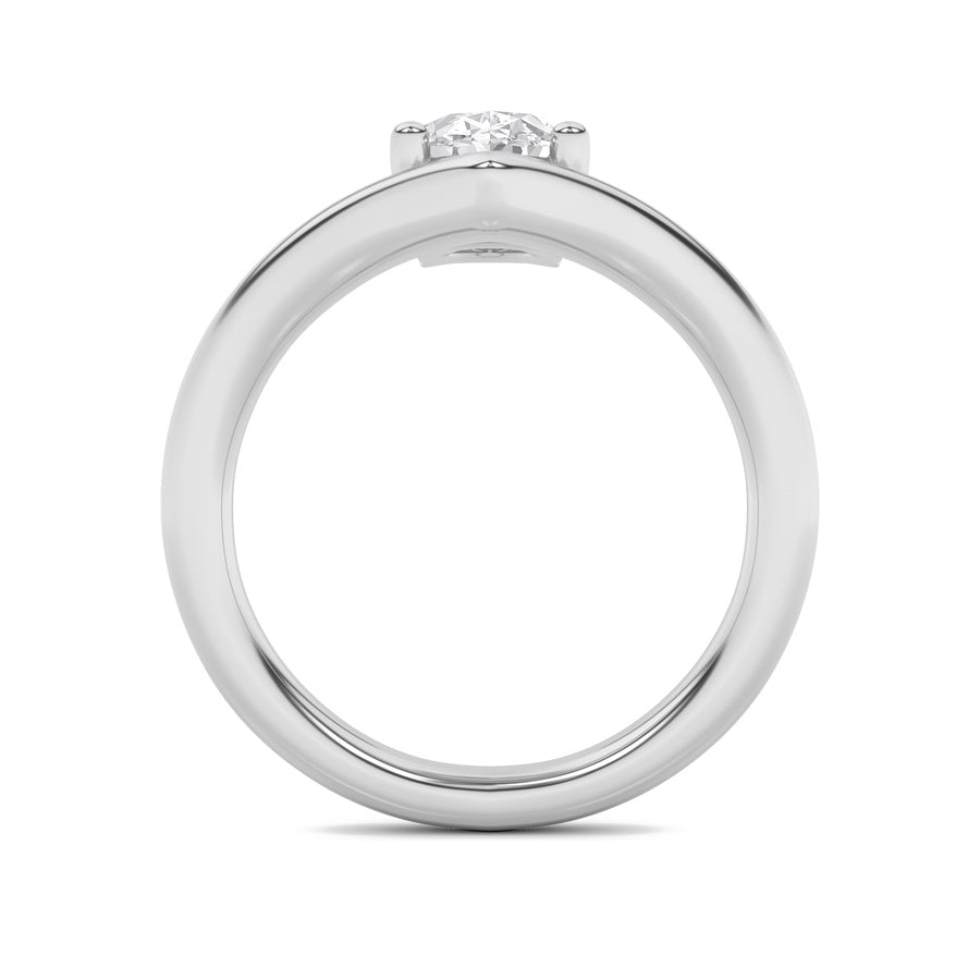 Oval Shape Chevron Solitaire Engagement Ring lab grown diamond