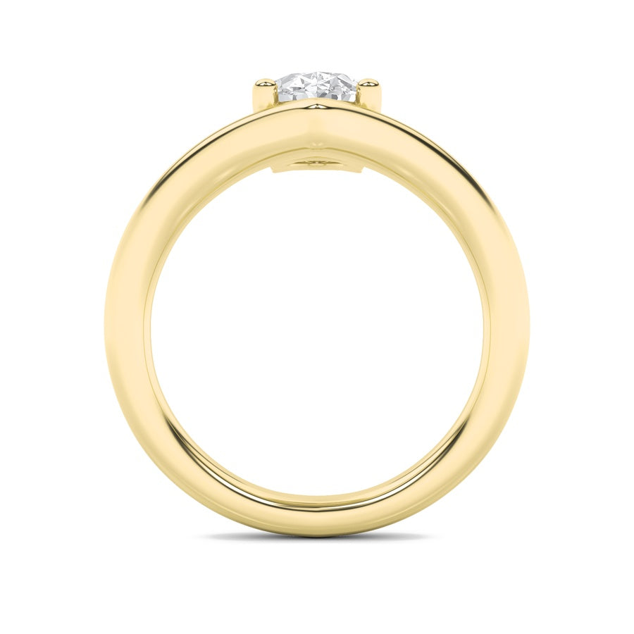 Oval Shape Chevron Solitaire Engagement Ring lab grown diamond