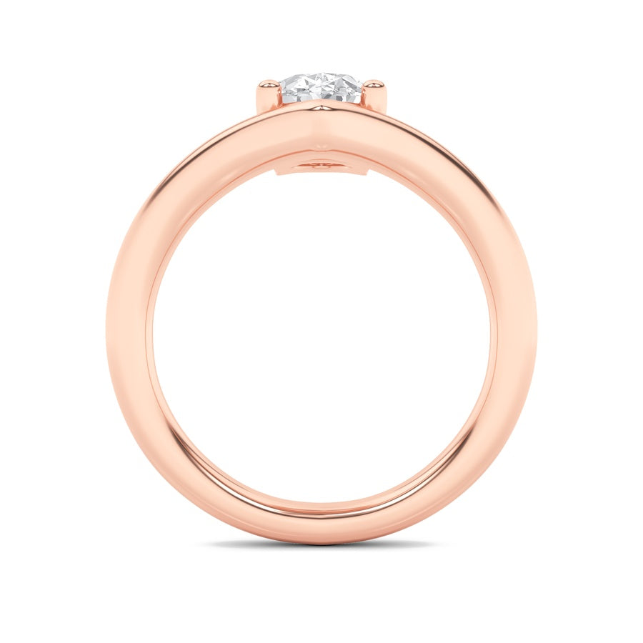 Oval Shape Chevron Solitaire Engagement Ring lab grown diamond