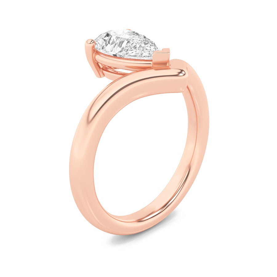 Pear Shape Chevron Solitaire Engagement Ring lab grown diamond