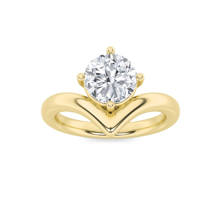 Round Shape Chevron Solitaire Engagement Ring lab grown diamond