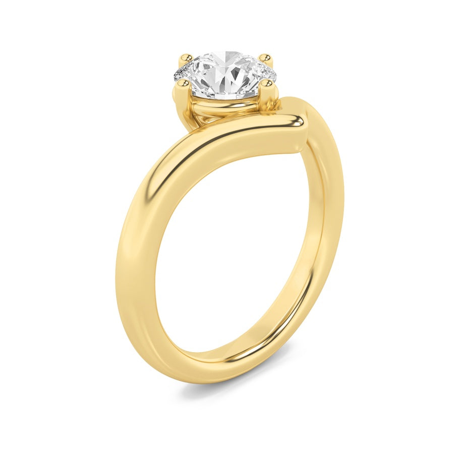 Round Shape Chevron Solitaire Engagement Ring lab grown diamond