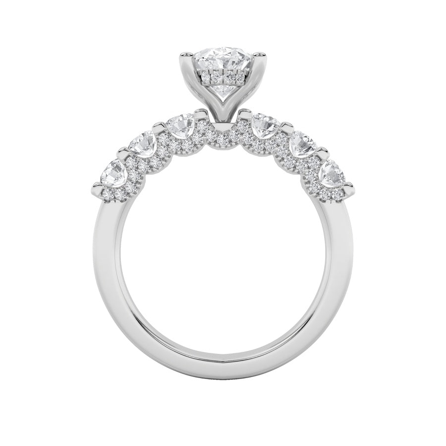 2.5Cttw Oval Shaped Lab Grown Diamond (G/VS) Accented Double Halo Set of Band and Ring in 14K Gold