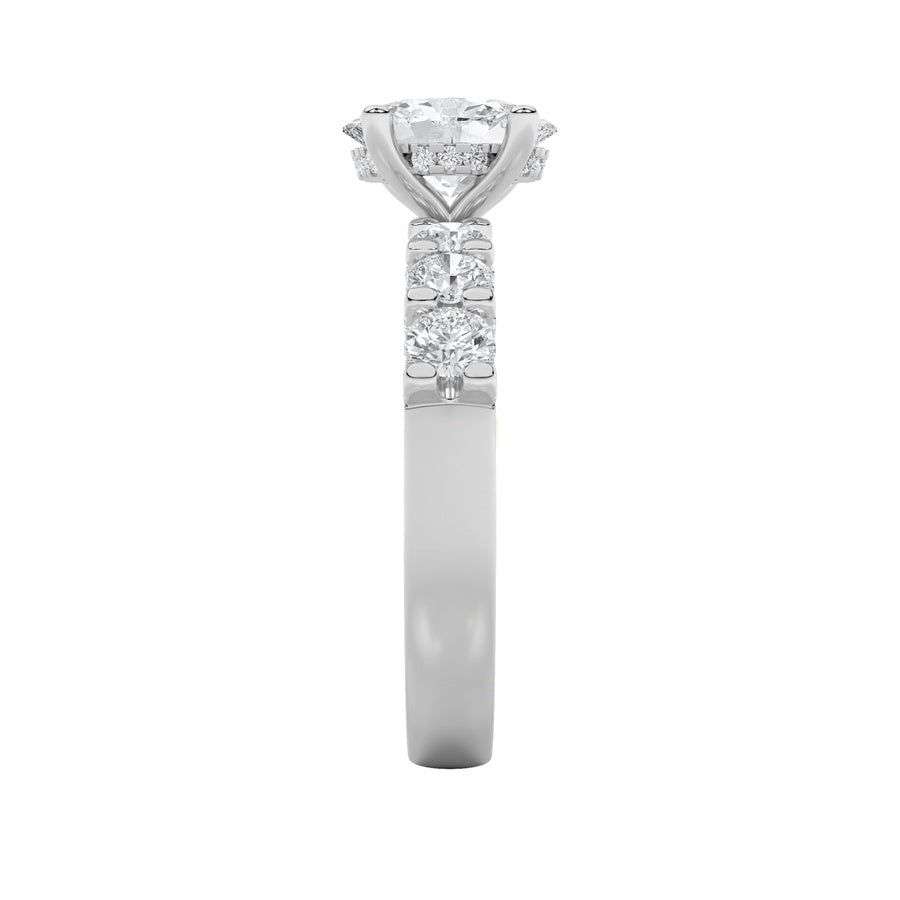 2.5Cttw Oval Shaped Lab Grown Diamond (G/VS) Accented Double Halo Set of Band and Ring in 14K Gold