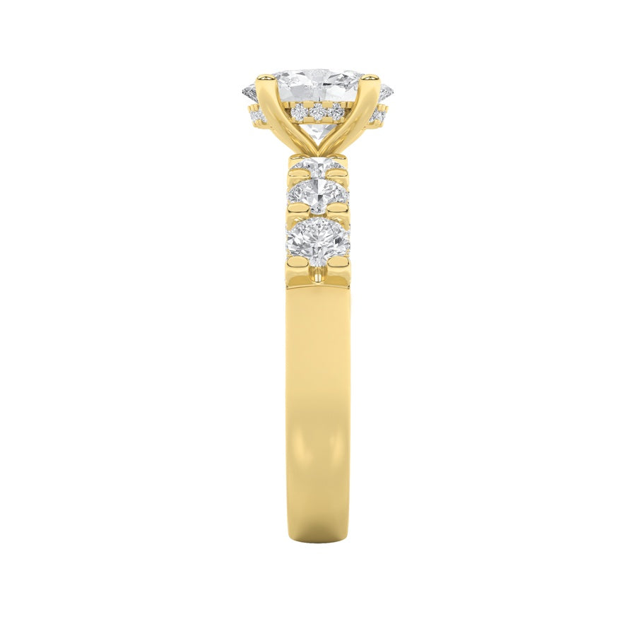 Oval Shape Accented Double Halo Set Of Band And Ring lab grown diamond