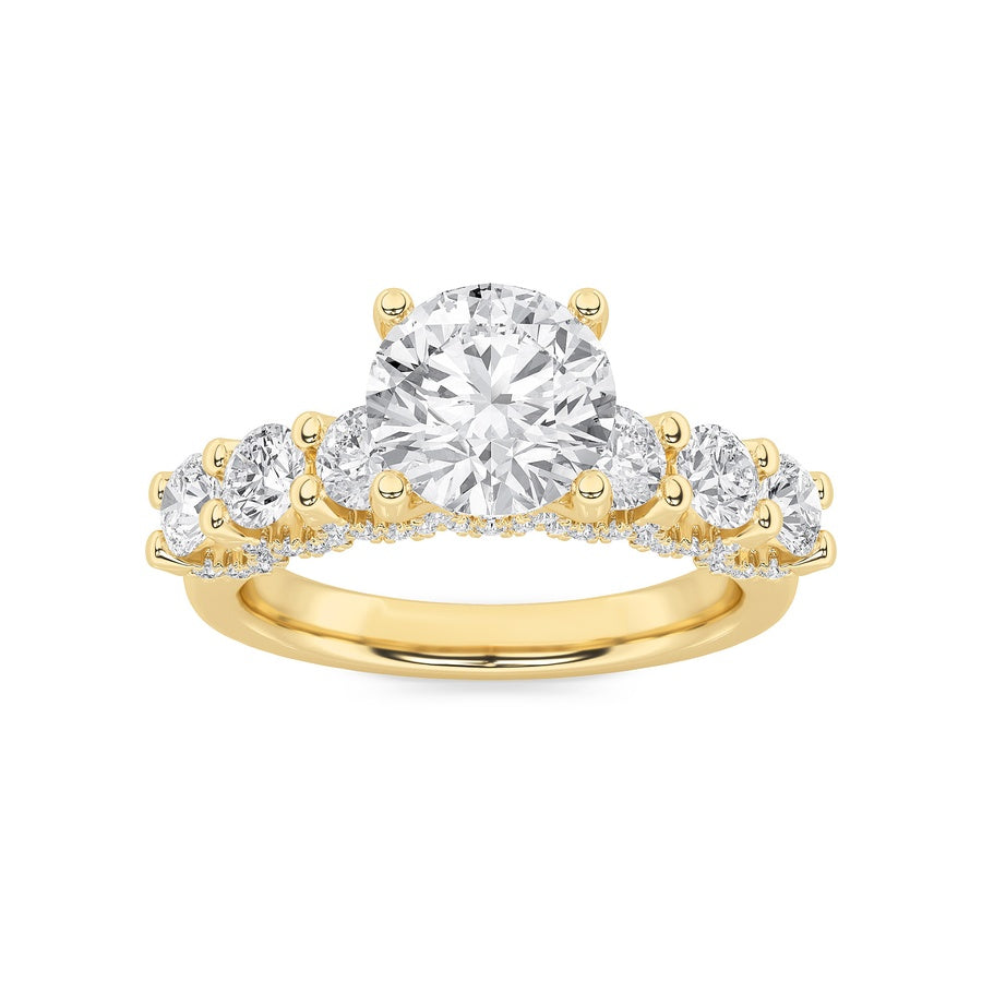 Round Shape Accented Double Halo Set Of Band And Ring lab grown diamond