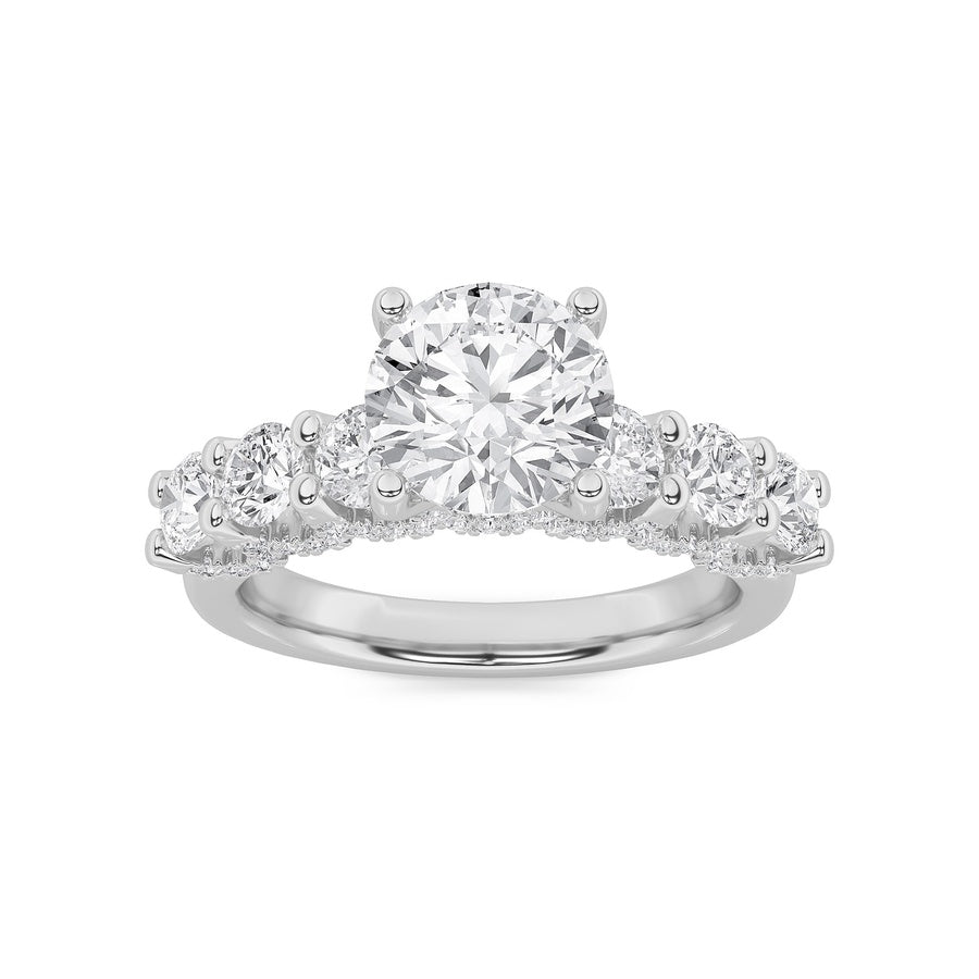 Round Shape Accented Double Halo Set Of Band And Ring lab grown diamond
