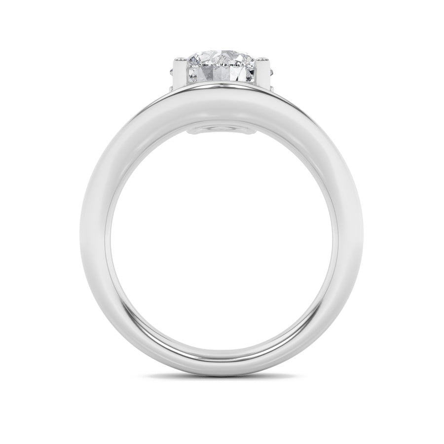2Cttw Round Shaped Lab Grown Diamond (F/VS) Accented Solitaire Fancy Engagement Ring in 14K Gold